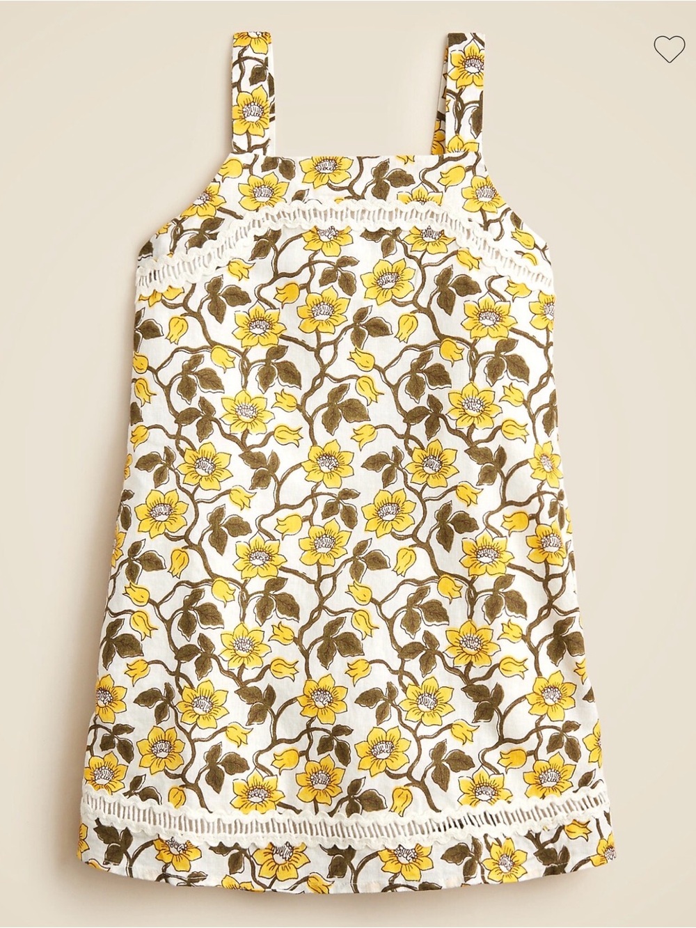Girls' Rickrack Dress in Daffodil Linen-Cotton Blend from J.Crew size 7 Crewcuts